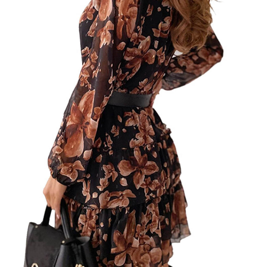 Blaues Bohemian-Kleid mit roten Blumen – Agnès