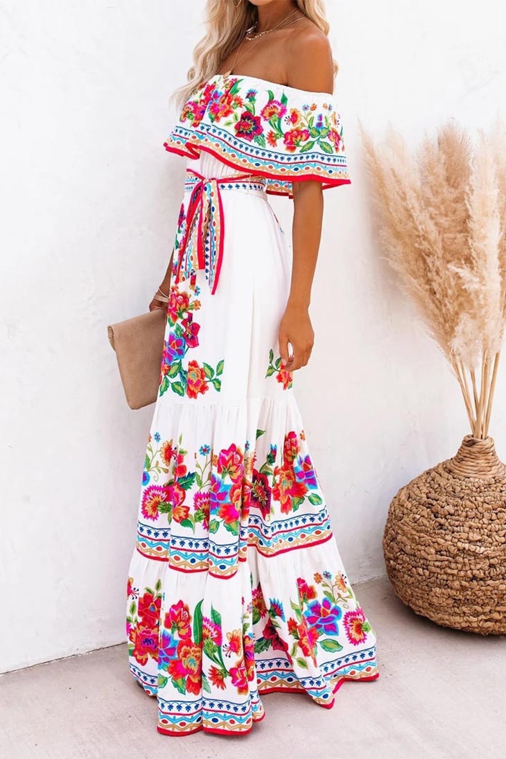 Robe Bohème à Col Bateau - Léa