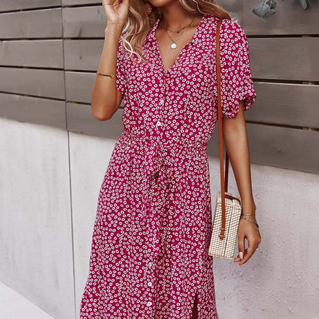 Böhmisches Kleid mit V-Ausschnitt – Marguerite