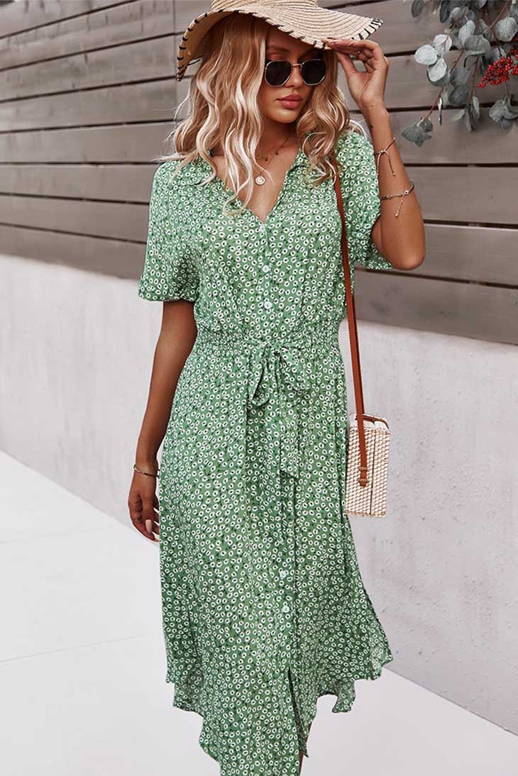 Böhmisches Kleid mit V-Ausschnitt – Marguerite