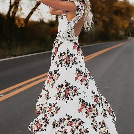 Robe Bohème Fleurie Dos Nu - Hermance