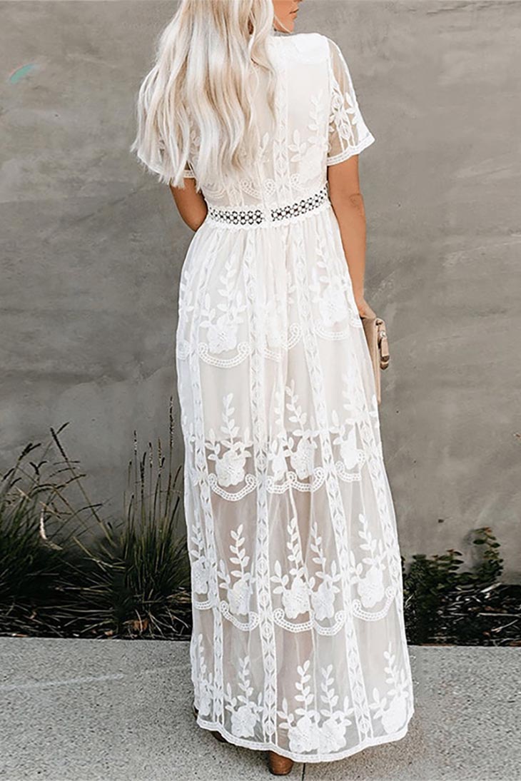 Robe Longue Blanche Bohème Chic - Angéline
