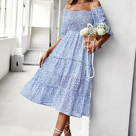 Bohemian Blue Midi Dress - Cassandre