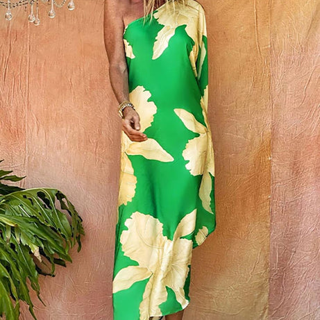 Langes grünes Bohemian-Chic-Kleid – Toskana