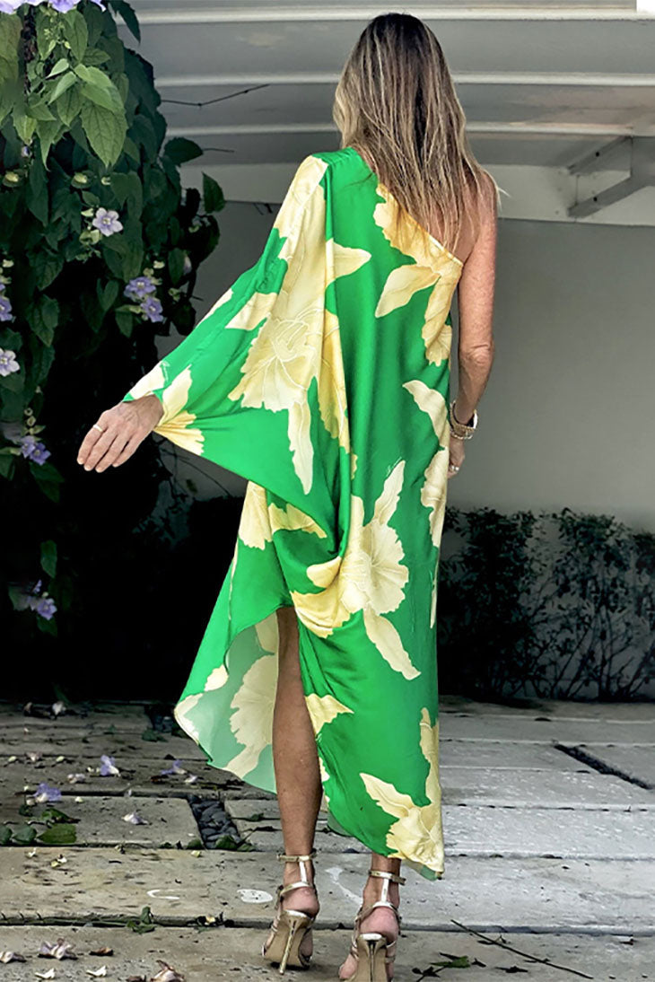 Langes grünes Bohemian-Chic-Kleid – Toskana