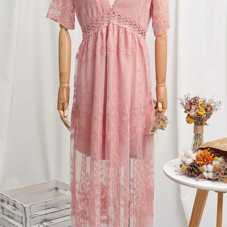 Langes schwarzes böhmisches Spitzenkleid – Seraphina