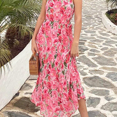 Langes böhmisches rosa Kleid – Ophélie