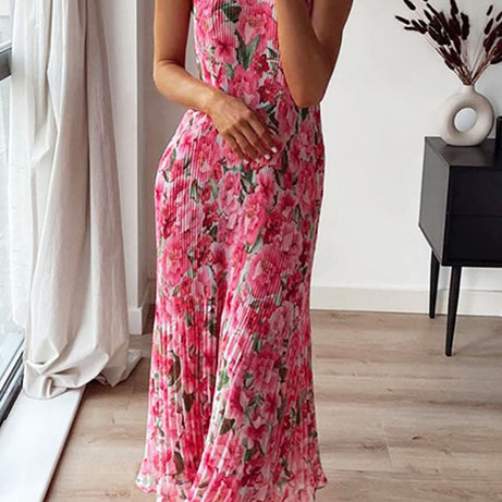 Langes böhmisches rosa Kleid – Ophélie