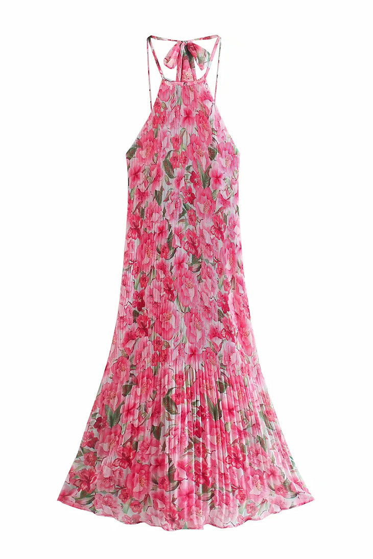 Langes böhmisches rosa Kleid – Ophélie