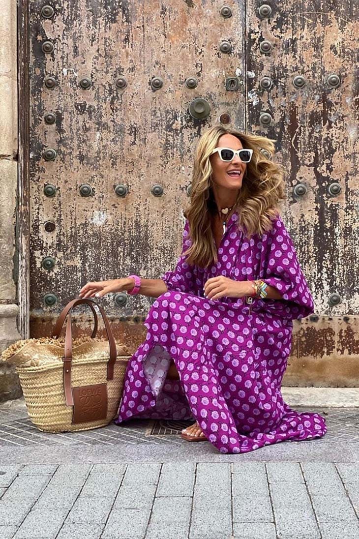 Lila böhmisches langes Kleid - Garance