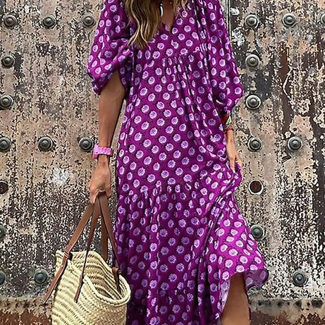 Lila böhmisches langes Kleid - Garance