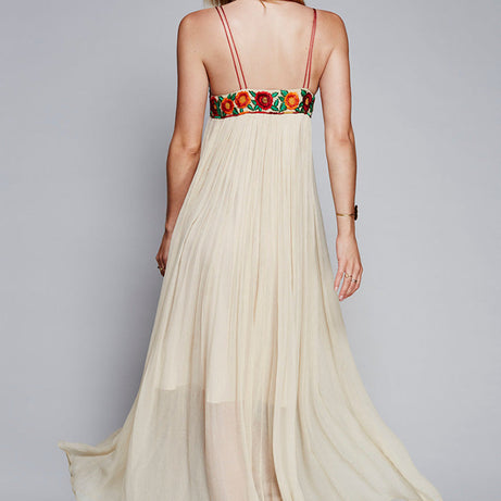 Langes böhmisches Baumwollkleid – Celeste