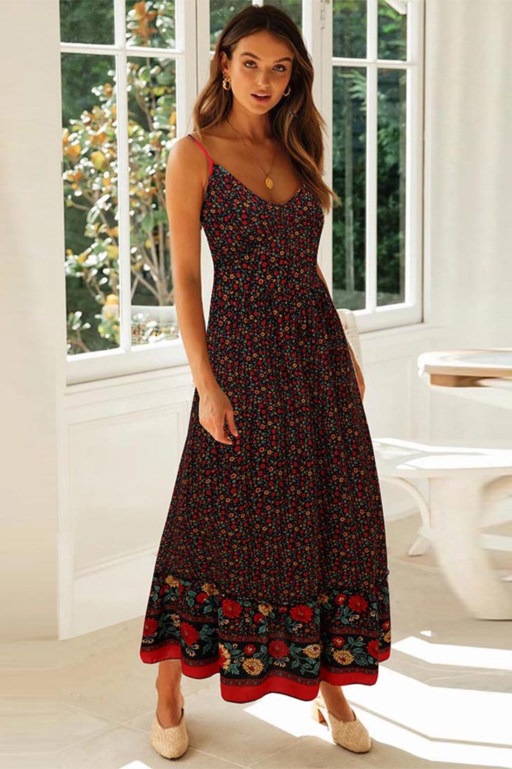 Langes böhmisches Kleid im Empire-Schnitt – Suzanne
