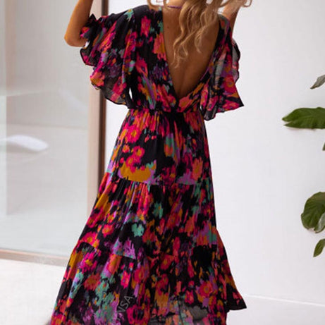 Long Short Sleeve Bohemian Dress - Faustine