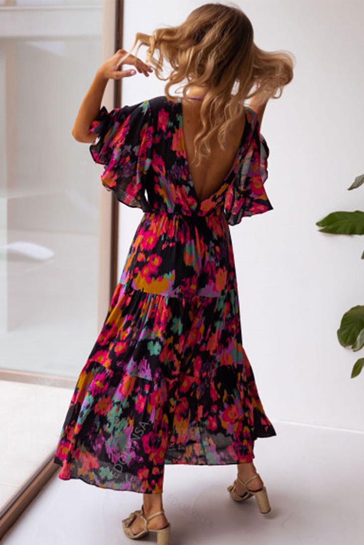 Long Short Sleeve Bohemian Dress - Faustine