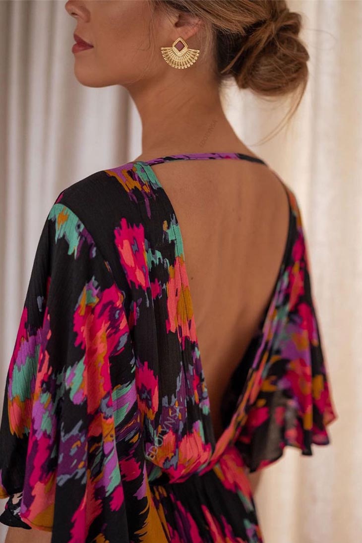 Long Short Sleeve Bohemian Dress - Faustine