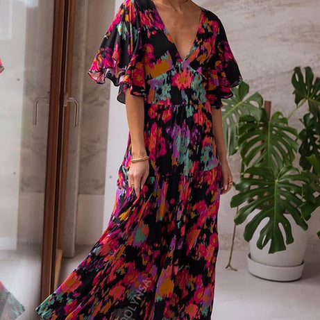 Long Short Sleeve Bohemian Dress - Faustine