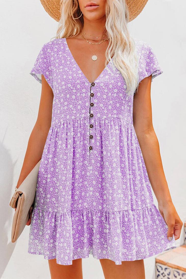 Robe à Motif Bohème Petites Fleurs - Cléophée