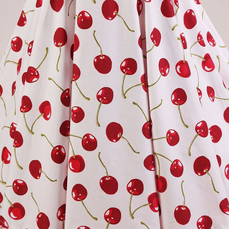 Robe vintage Blanche à Cerises Rouges