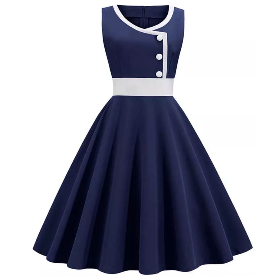 Robe vintage Bleu Marine à Boutons