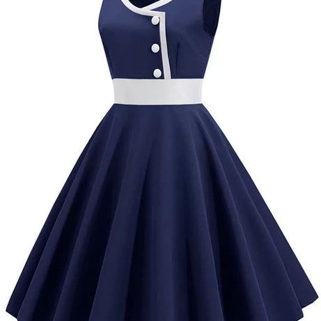 Robe vintage Bleu Marine à Boutons
