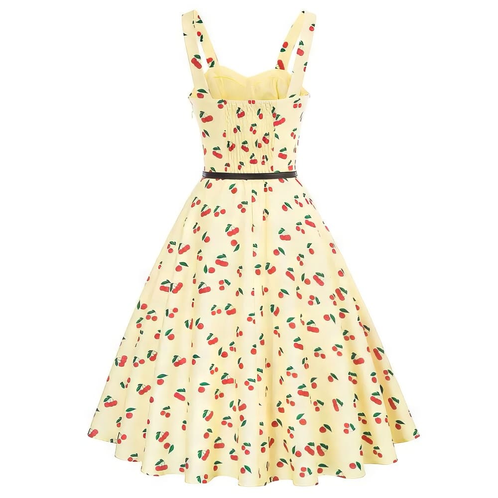 Robe vintage Jaune Pastel Cerises