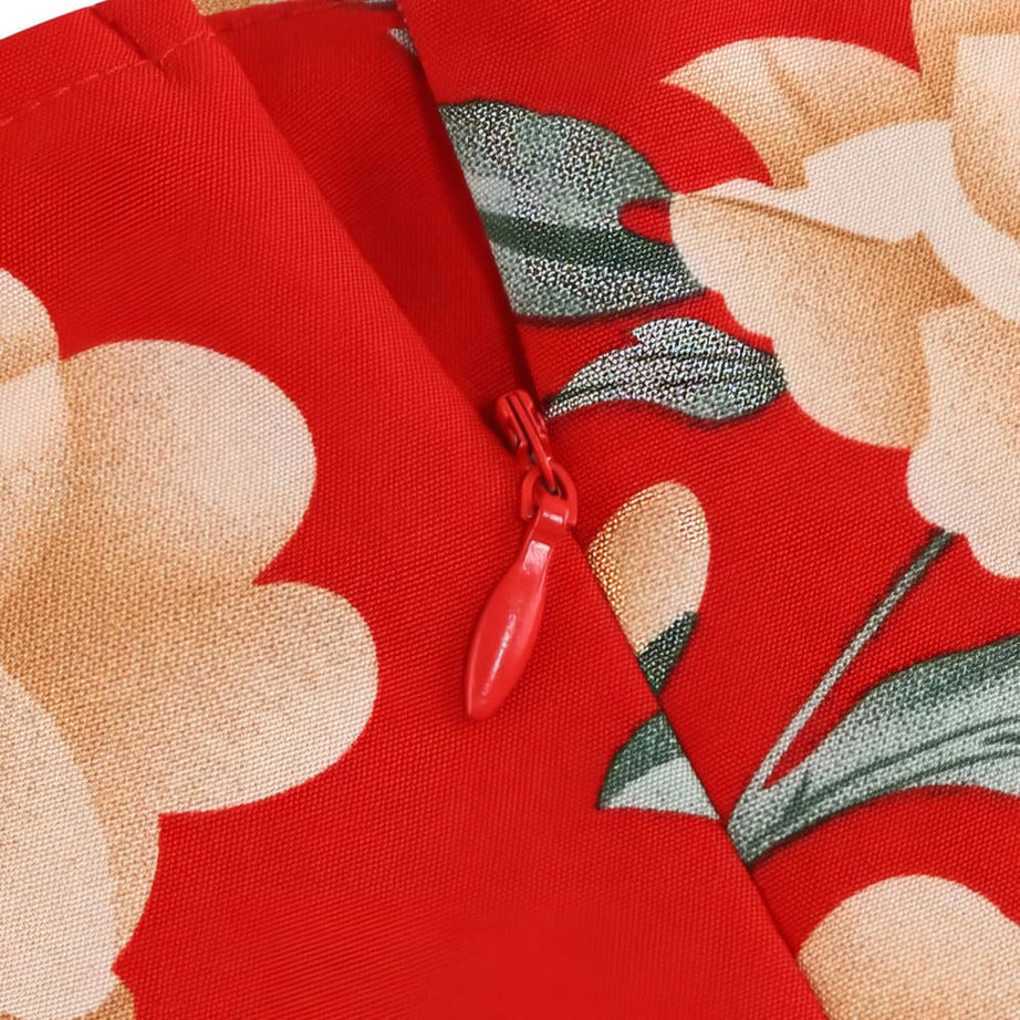 Robe vintage Rouge Grosses Fleurs