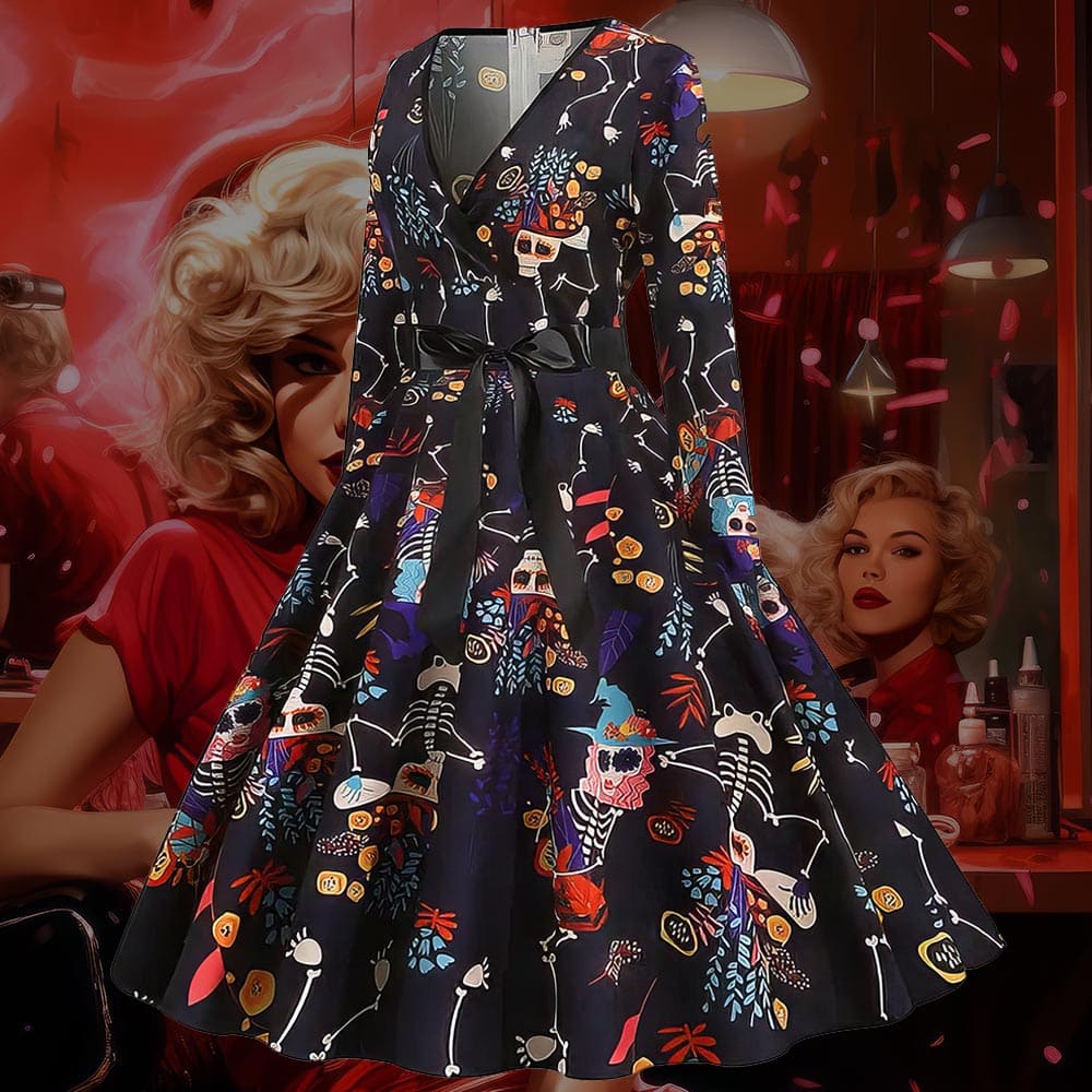 Robe vintage Squelettes Halloween