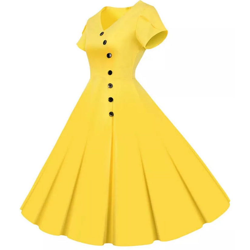 Robe vintage Boutons Asymétriques