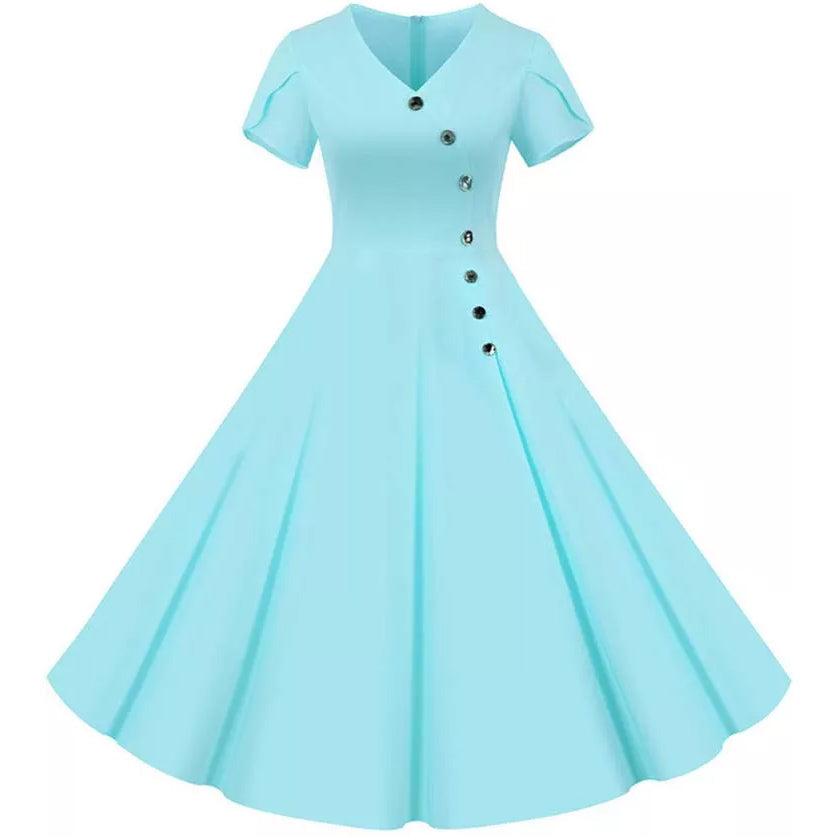 Robe vintage Boutons Asymétriques
