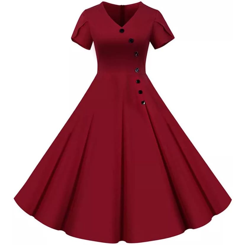 Robe vintage Boutons Asymétriques