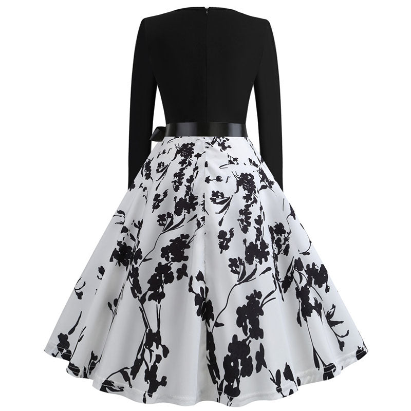 Robe vintage Florale Noir et Blanche