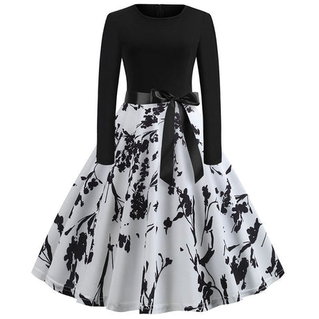 Robe vintage Florale Noir et Blanche