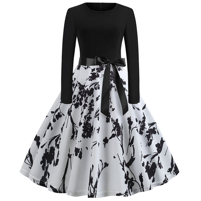 Robe vintage Florale Noir et Blanche