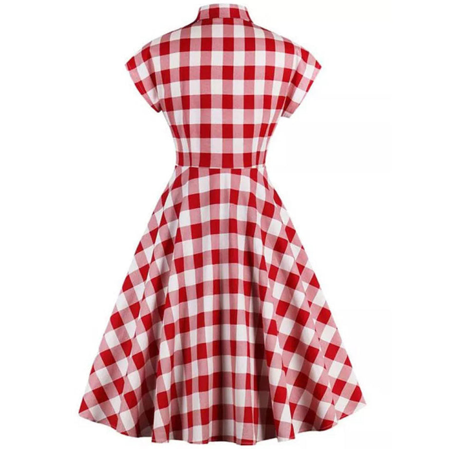 Robe vintage à Carreaux Rouge et Blanche