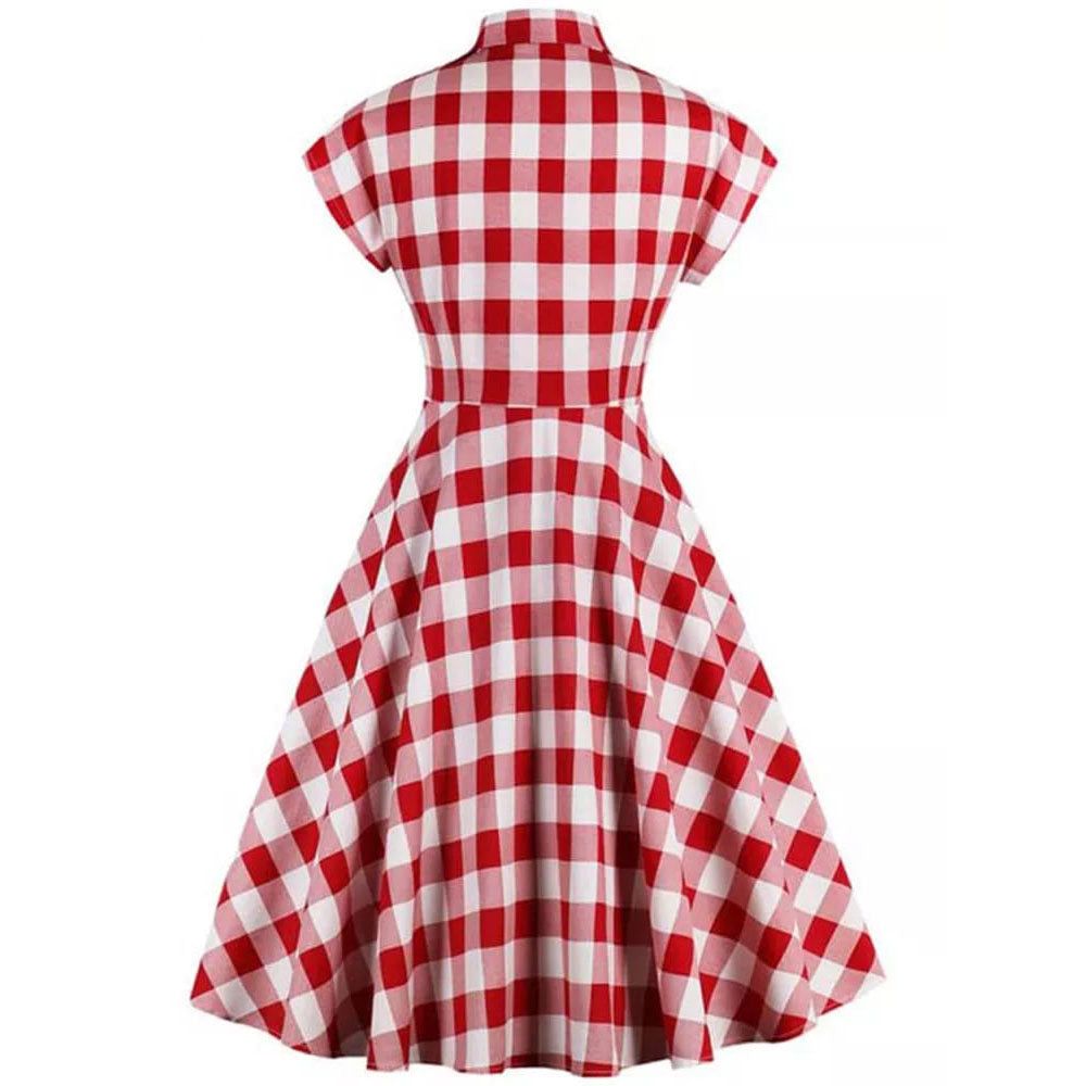 Robe vintage à Carreaux Rouge et Blanche