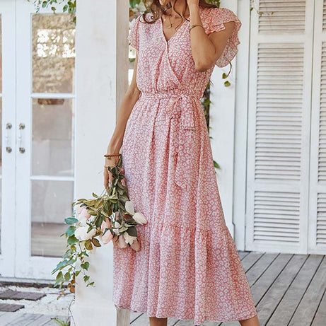 Robe Bohème Chic Rose Poudre - Claire