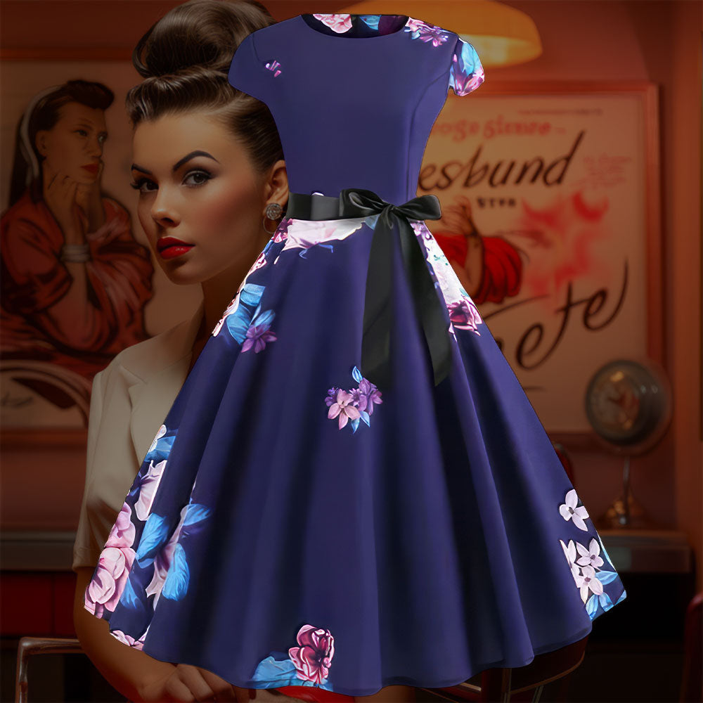 Vintage Violettes Blumenkleid