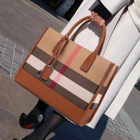 Sac à Main Fourre Tout Élégant en Tissu et Simili
