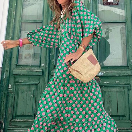 Tully Damen-Vintage-Kleid im Bohemian-Stil mit halben Ärmeln