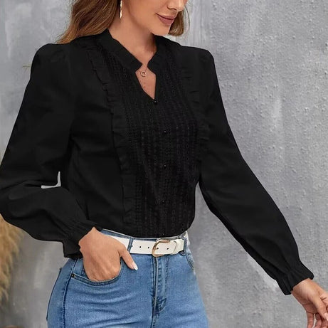 Chemisier à manches longues bouffantes pour femmes Falso