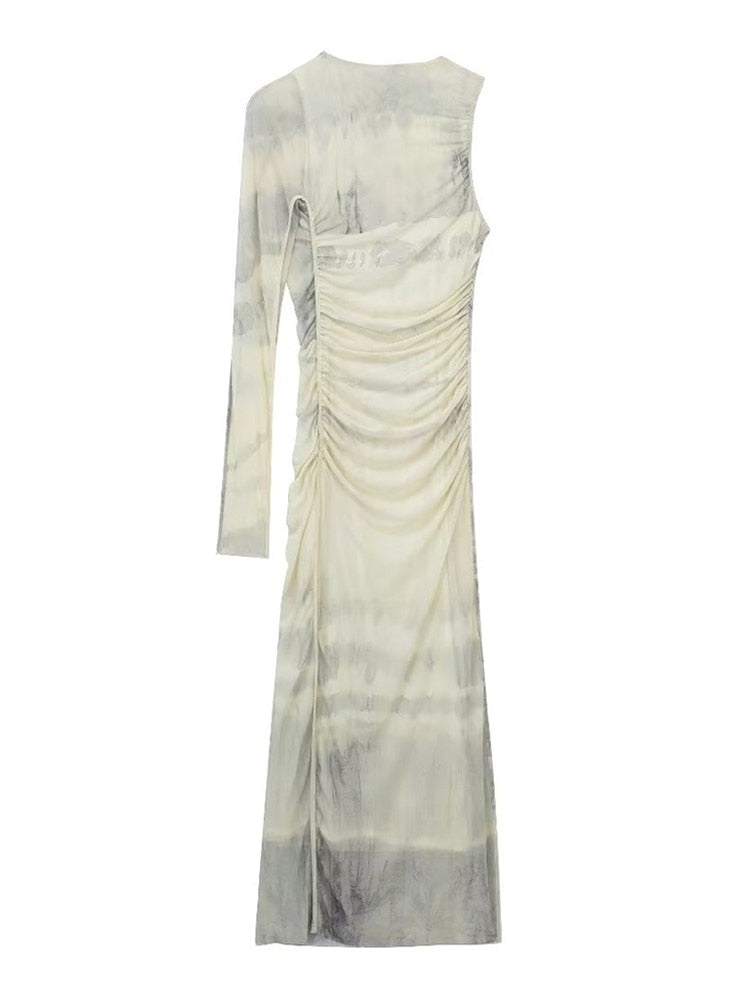 Olga - Robe soirée Midi asymétrique en Tulle pour femmes
