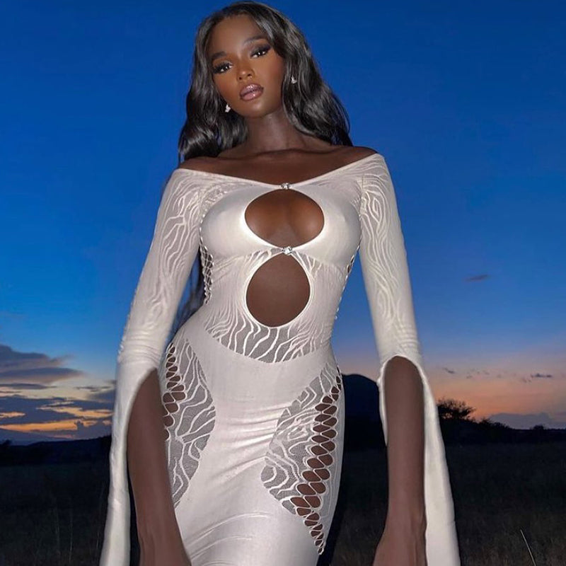 Mina - Mini robe de soirée moulante à manches pour Femme