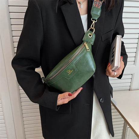 Sac à main banane cuir femme vert