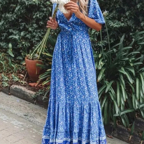 Robe longue bohème à pampilles pour femmes