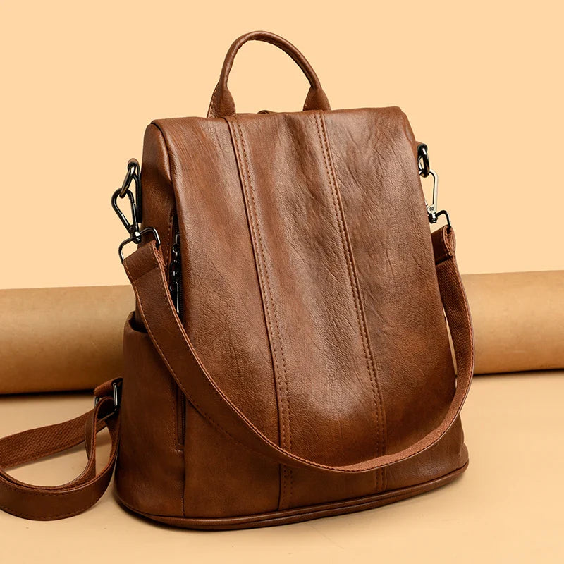 Sac à Main et à Dos Femme Vintage Simili Marron