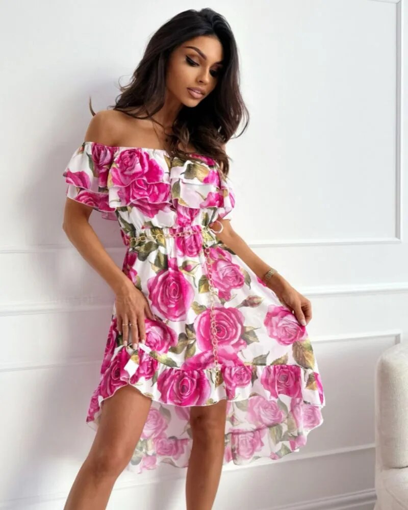 Elegantes Bohemian-Kleid mit Blumendruck für Damen