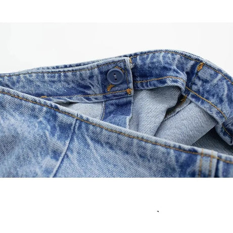 Jupe en jean longue rétro décontracté avec bouton pour femme