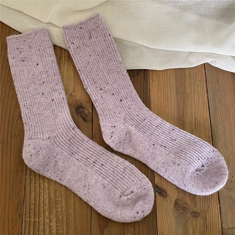 Chaussettes femme longues rayures en laine Vicky