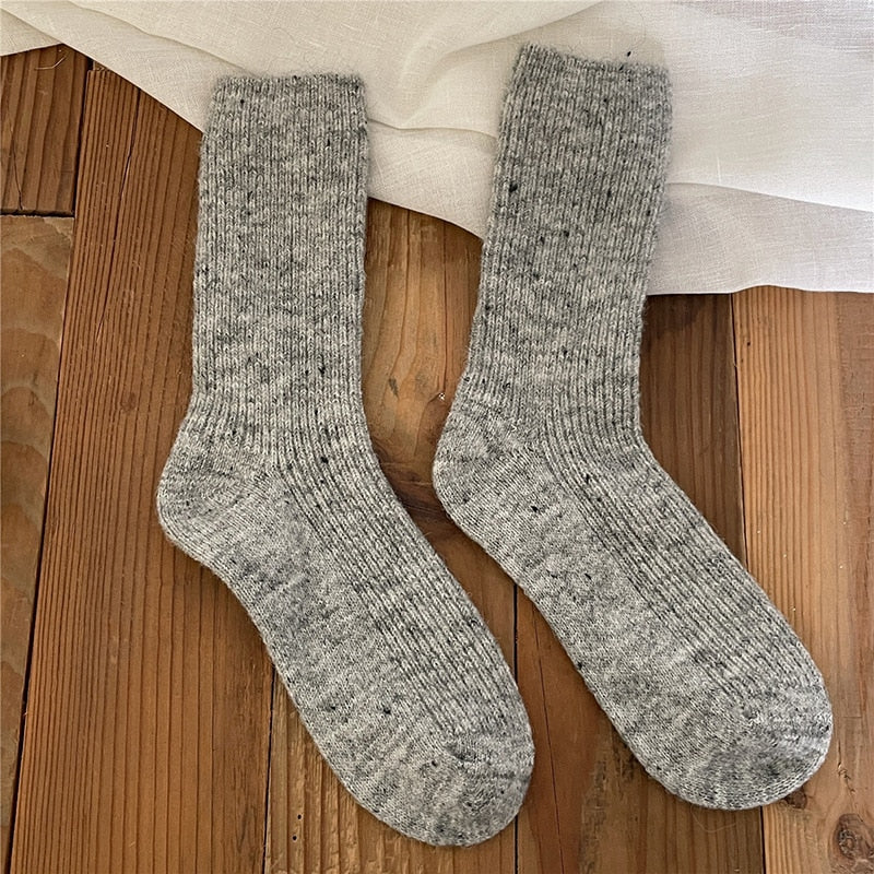 Chaussettes femme longues rayures en laine Vicky